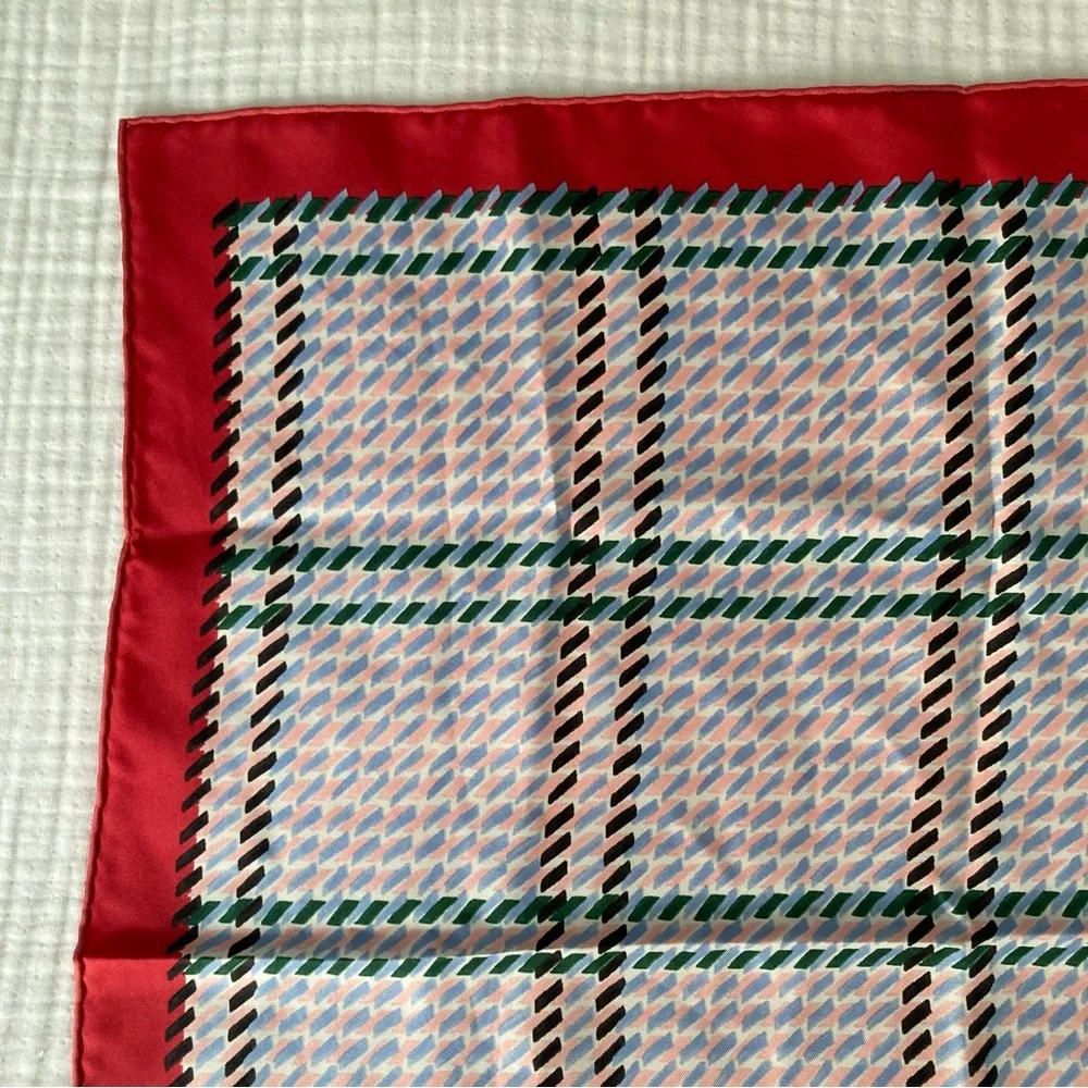 Dior Silk Scarf Geometric Print Red - 21”